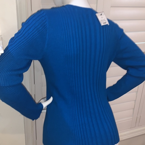 Pull over ribbed sweater Liz Claiborne royal blue - Picture 5 of 6